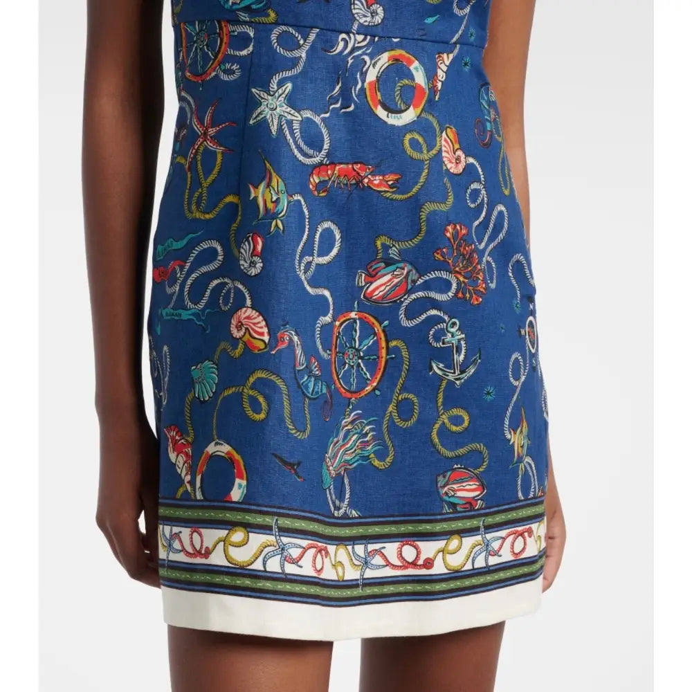 Alemais Cove printed halterneck linen minidress - Dress