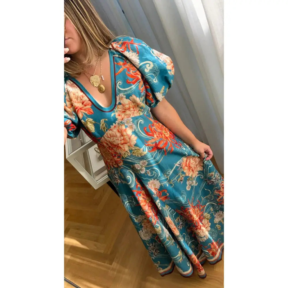 ALEMAIS fletcher puff sleeve ramie midi dress Dress