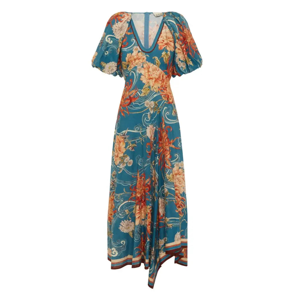ALEMAIS fletcher puff sleeve ramie midi dress Dress