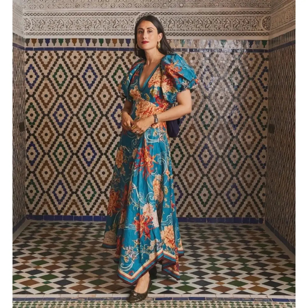 ALEMAIS fletcher puff sleeve ramie midi dress Dress