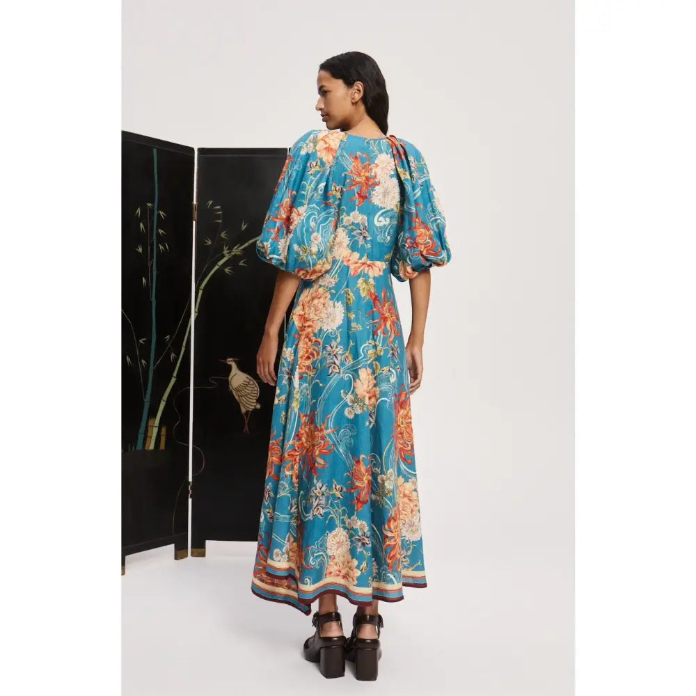 ALEMAIS fletcher puff sleeve ramie midi dress Dress