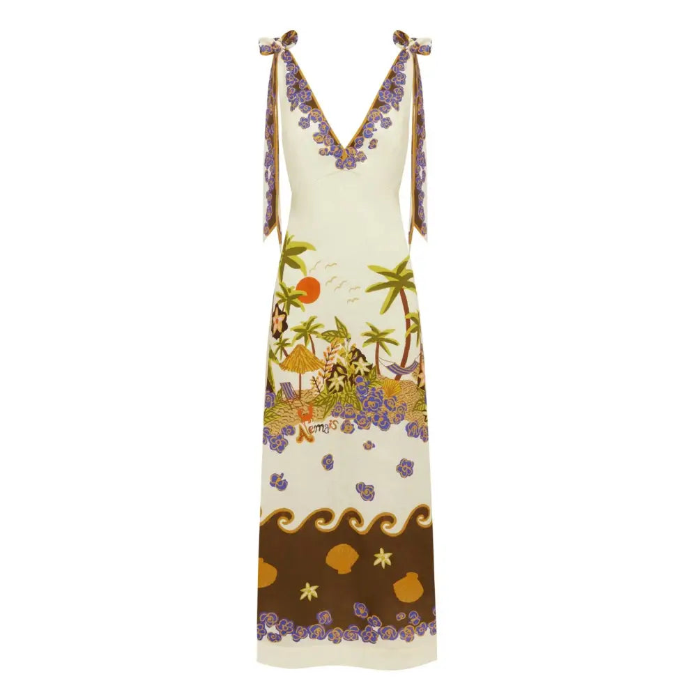Alemais Island Cove Ballet Day printed linen midi dress - Dress