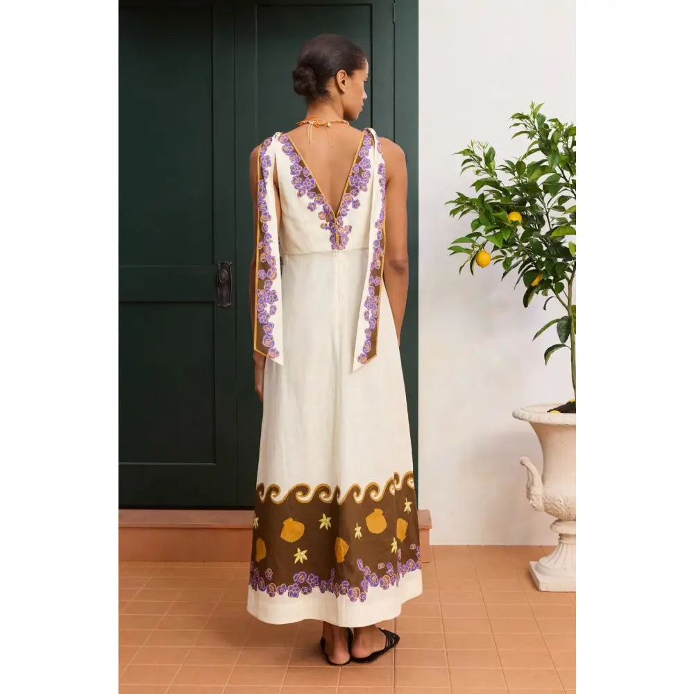 Alemais Island Cove Ballet Day printed linen midi dress - Dress