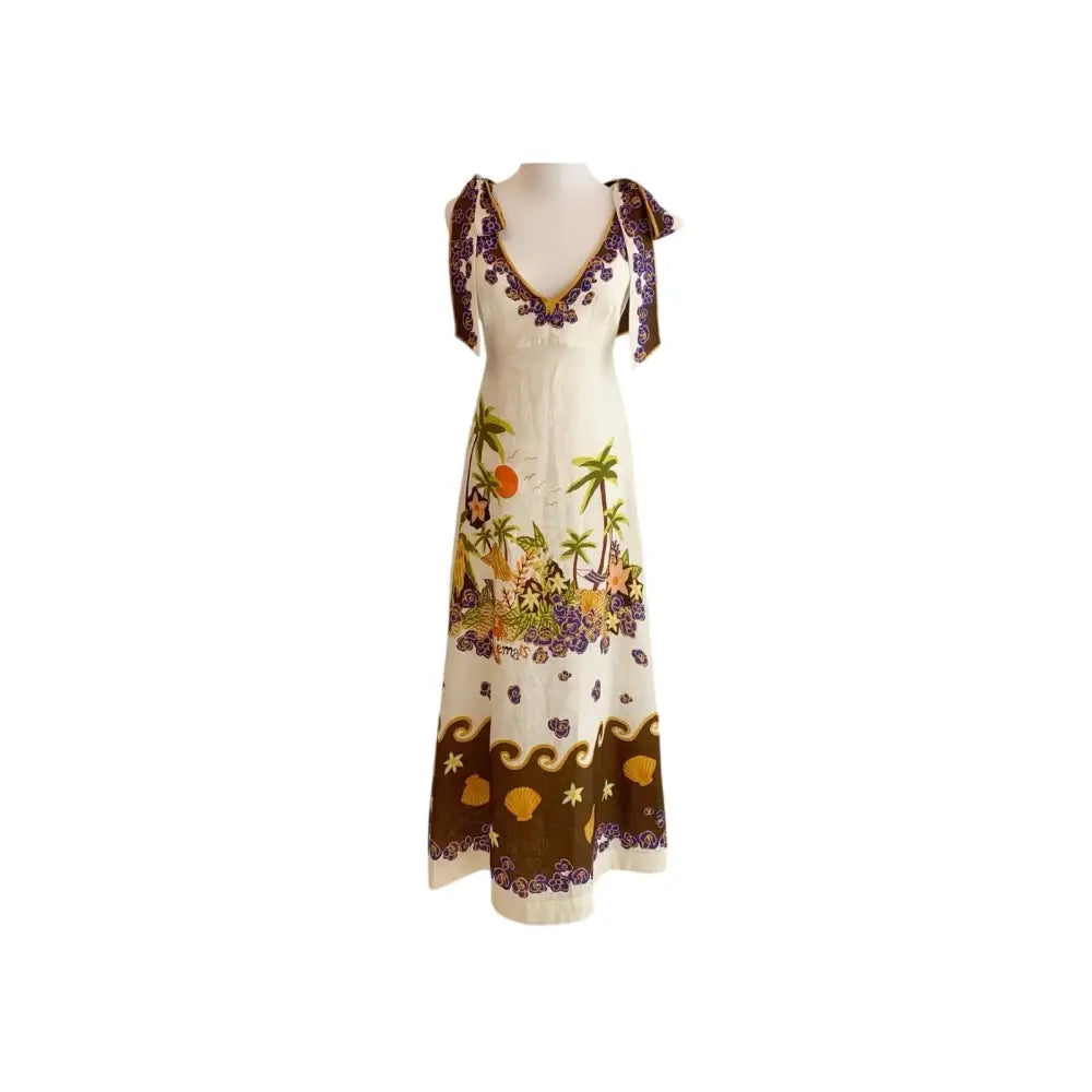 Alemais Island Cove Ballet Day printed linen midi dress - Dress