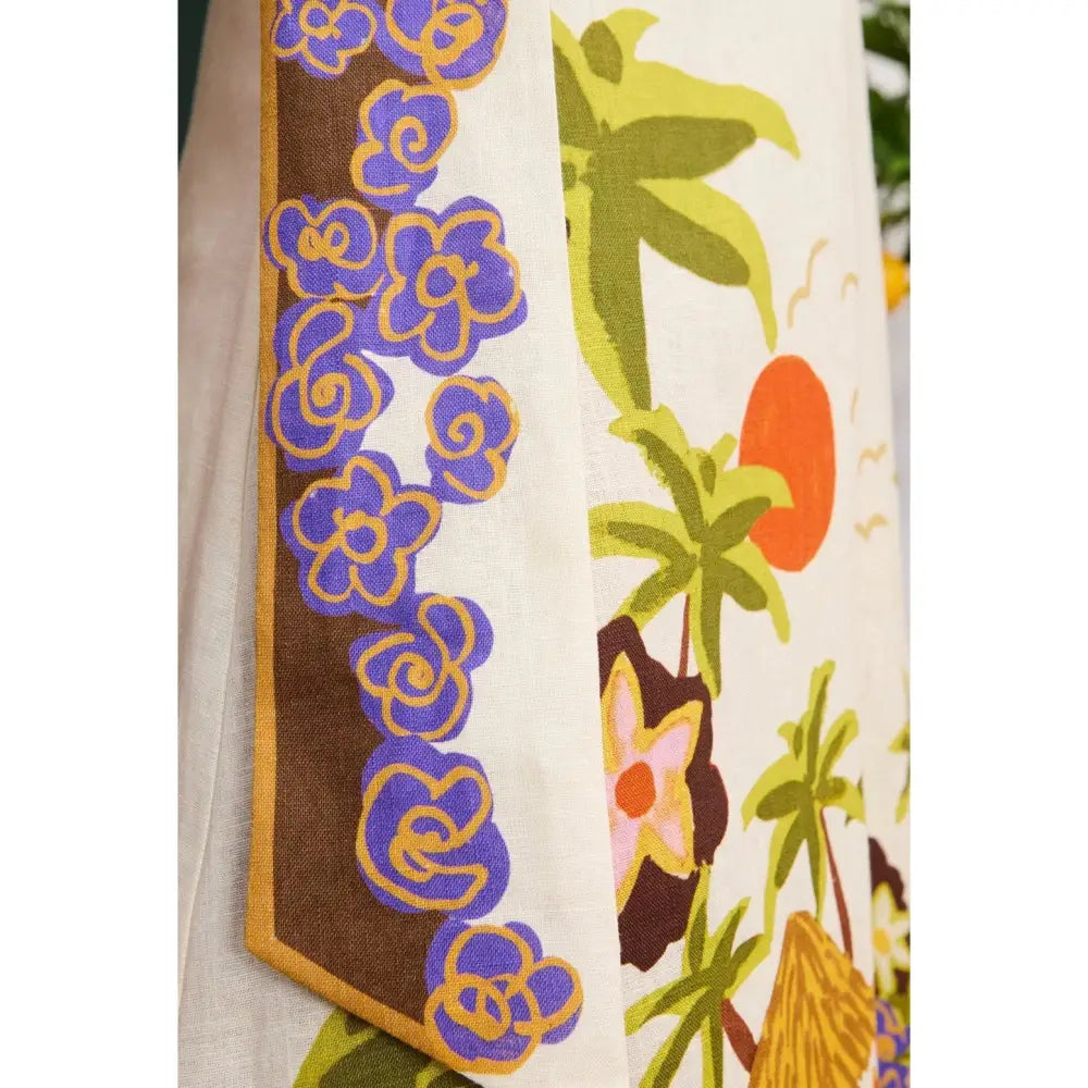 Alemais Island Cove Ballet Day printed linen midi dress - Dress