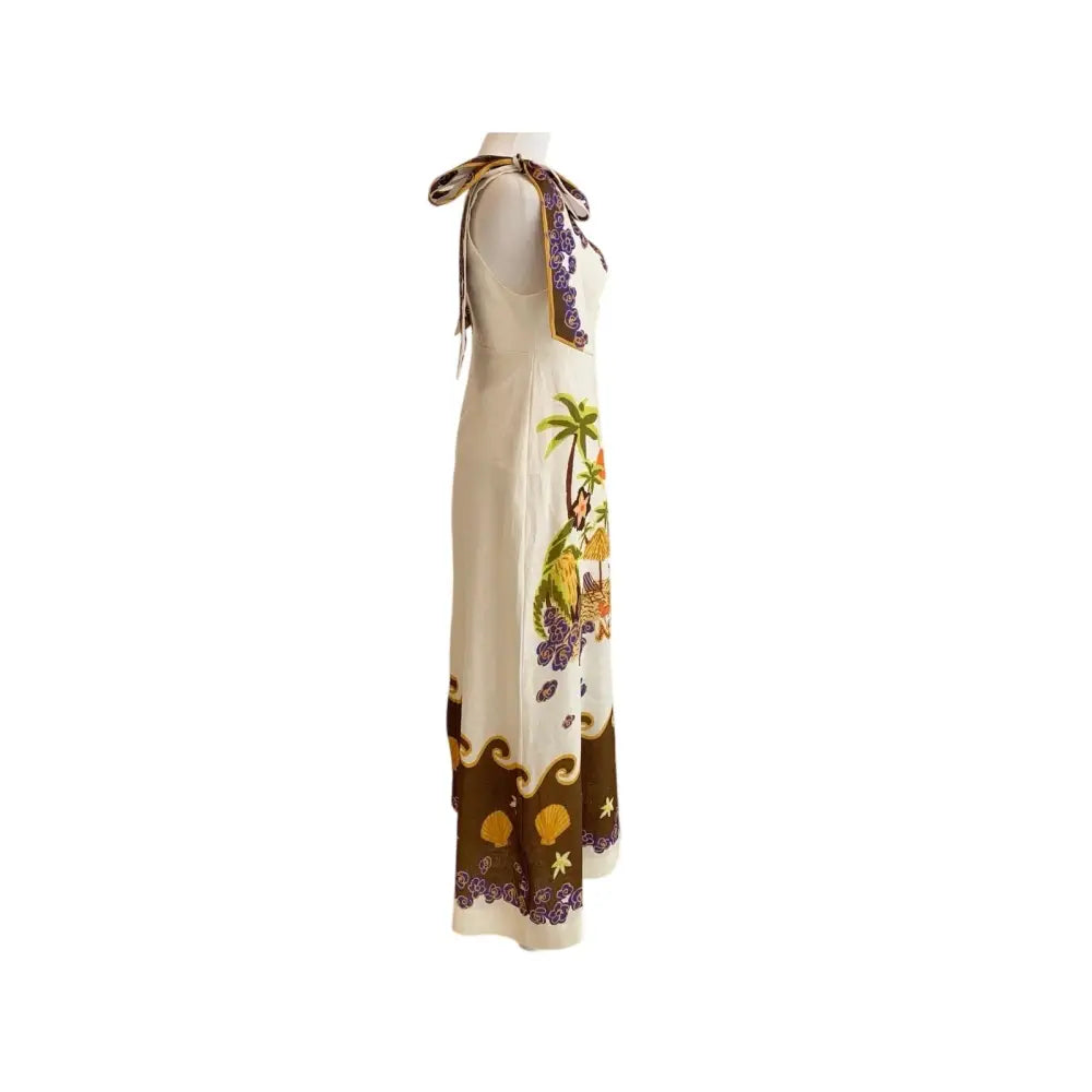 Alemais Island Cove Ballet Day printed linen midi dress - Dress