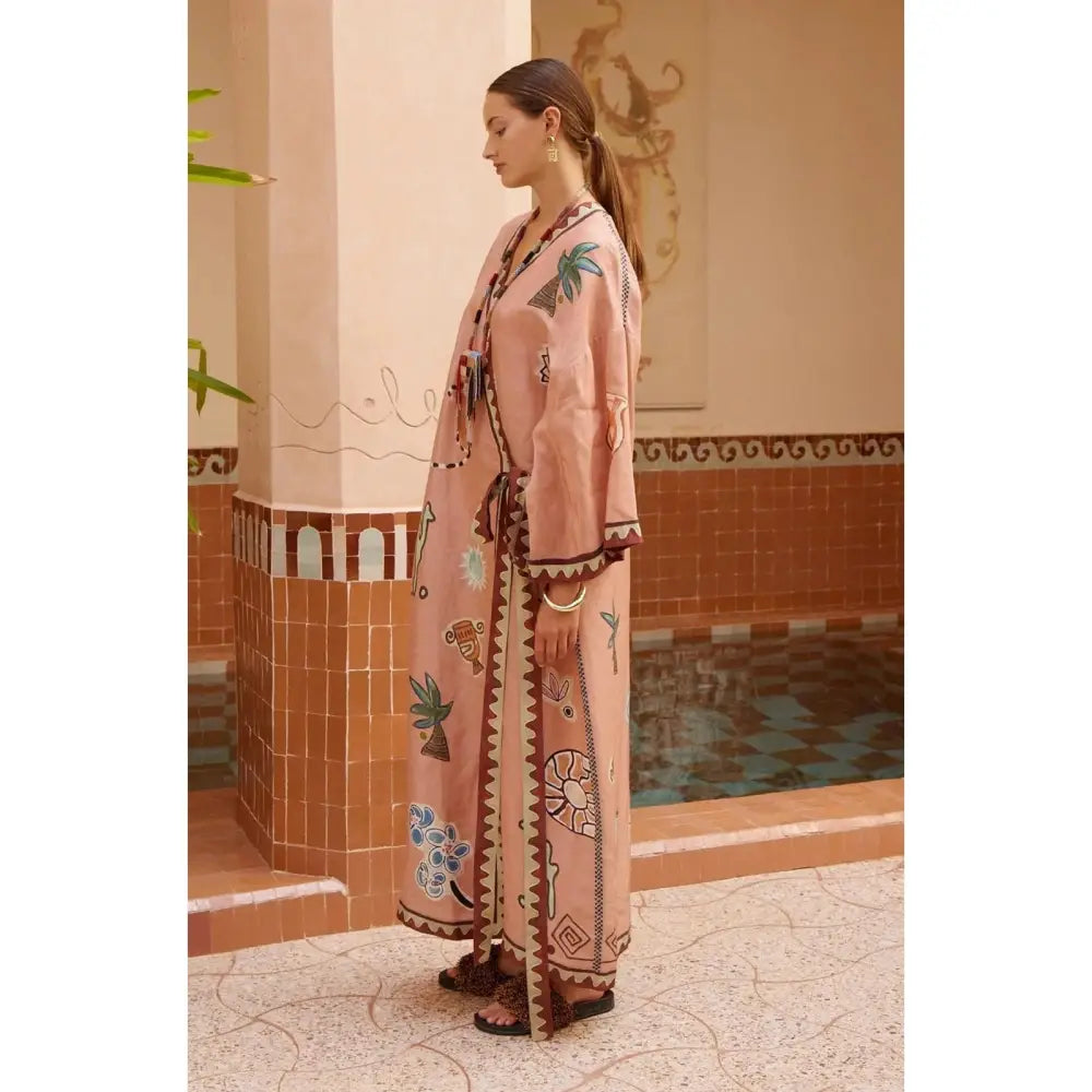 Alemais Linen and silk-blend wrap midi dress - Dress