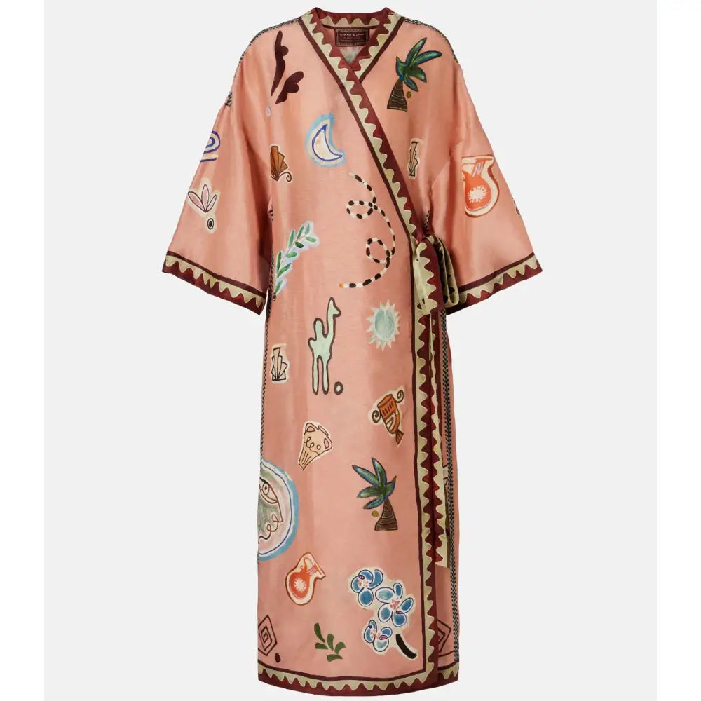 Alemais Linen and silk-blend wrap midi dress - Dress