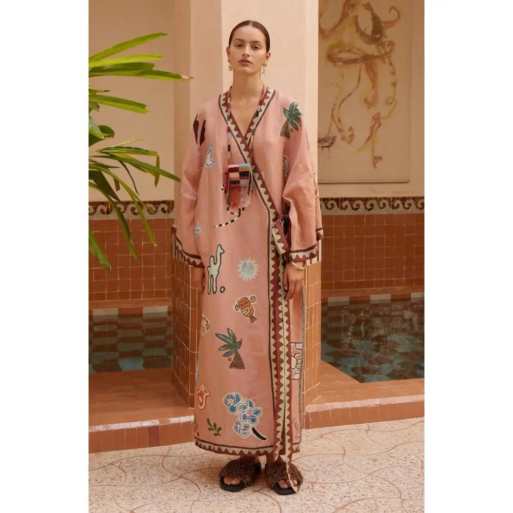 Alemais Linen and silk-blend wrap midi dress - Dress