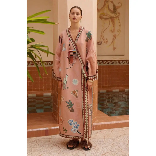 Alemais Linen and silk-blend wrap midi dress - Dress