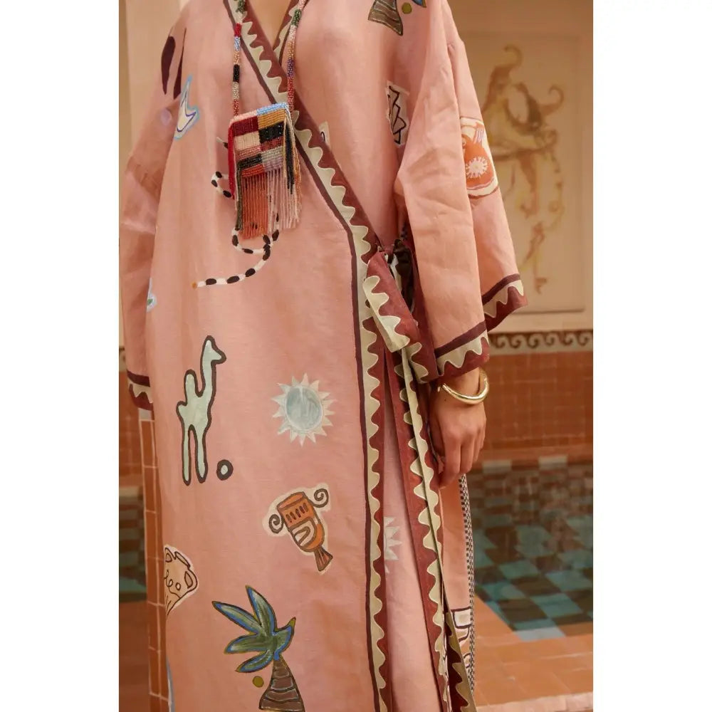 Alemais Linen and silk-blend wrap midi dress - Dress