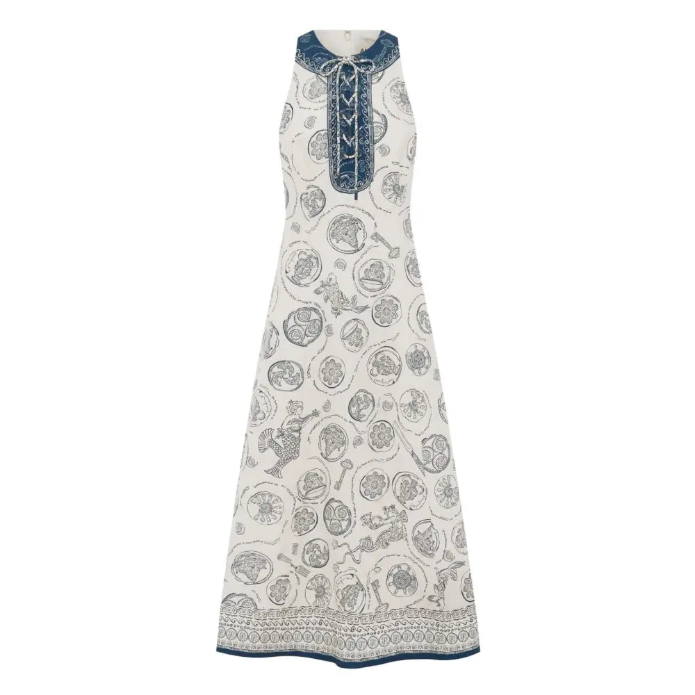 Alemais Lucky Lace Up Midi Dress in Ivory - Dress