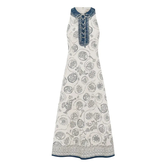 Alemais Lucky Lace Up Midi Dress in Ivory - Dress