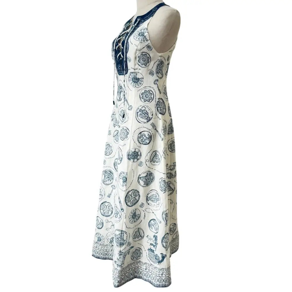 Alemais Lucky Lace Up Midi Dress in Ivory - Dress