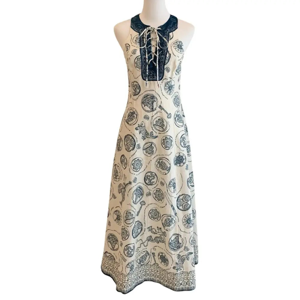 Alemais Lucky Lace Up Midi Dress in Ivory - Dress