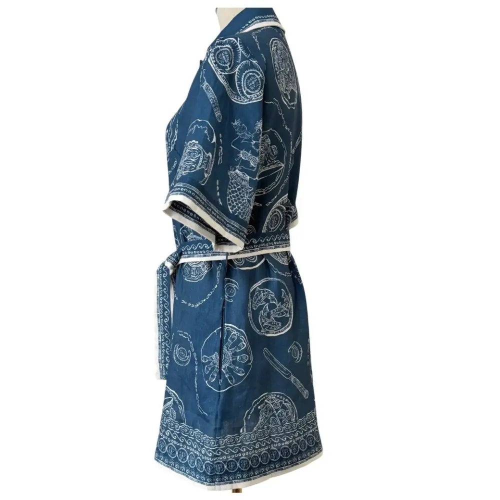 Alemais Lucky Mini Dress in Blue Linen - Dress