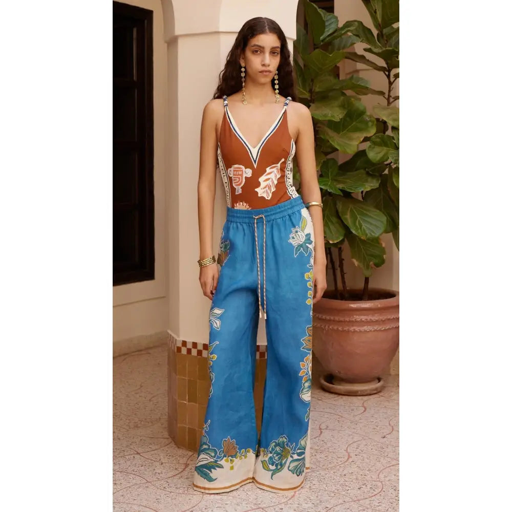 Alémais Luda floral linen palazzo pants - Bottoms