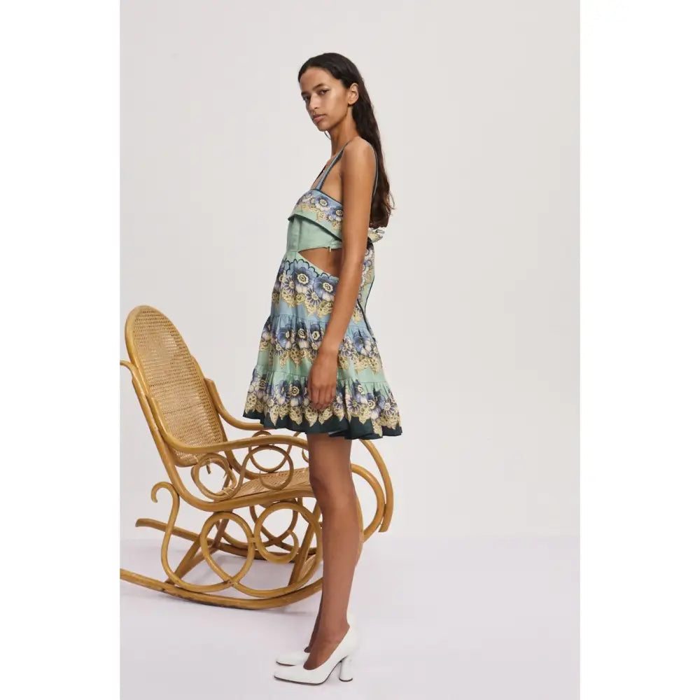 Alemais Madalena Cut Out Mini Dress in Blue