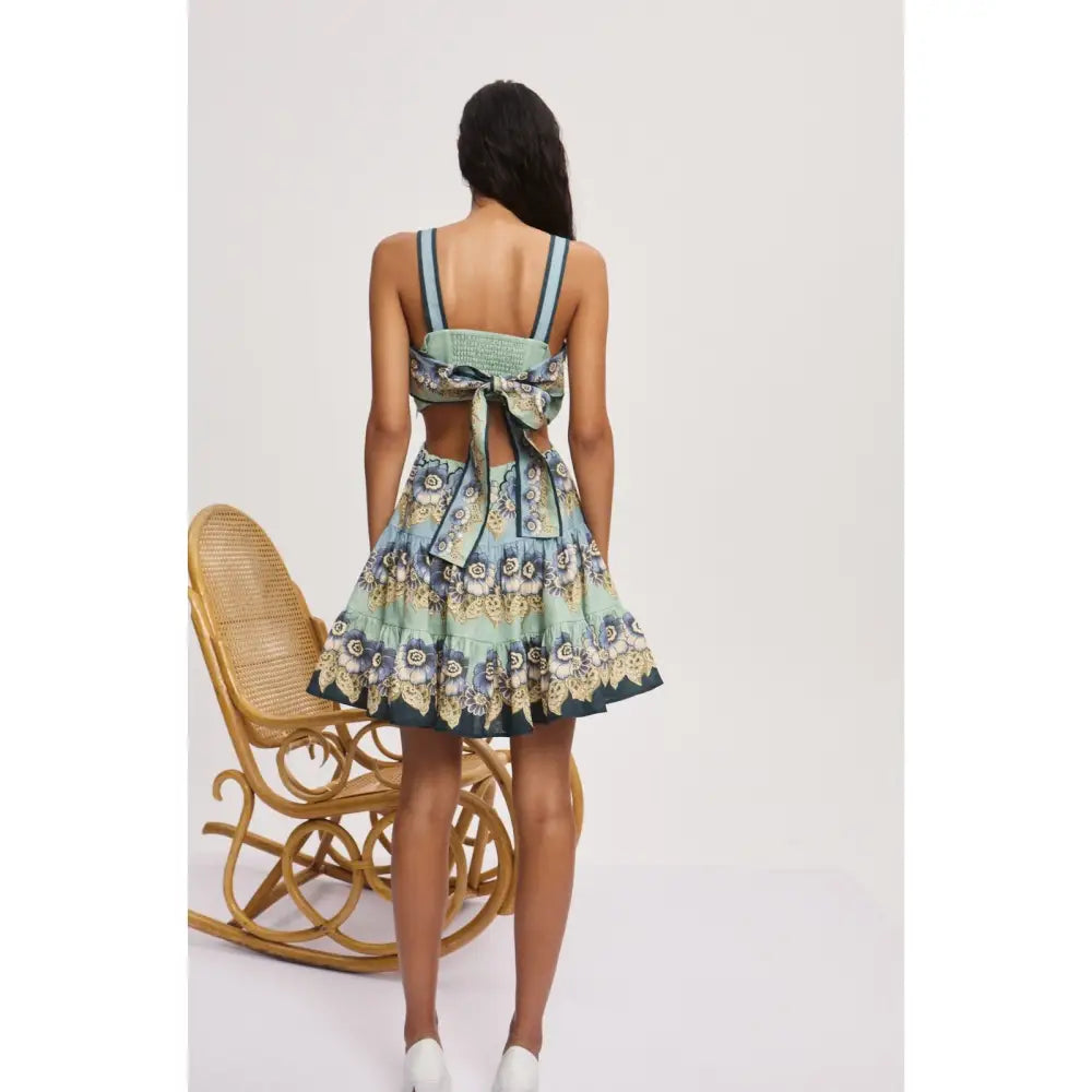 Alemais Madalena Cut Out Mini Dress in Blue