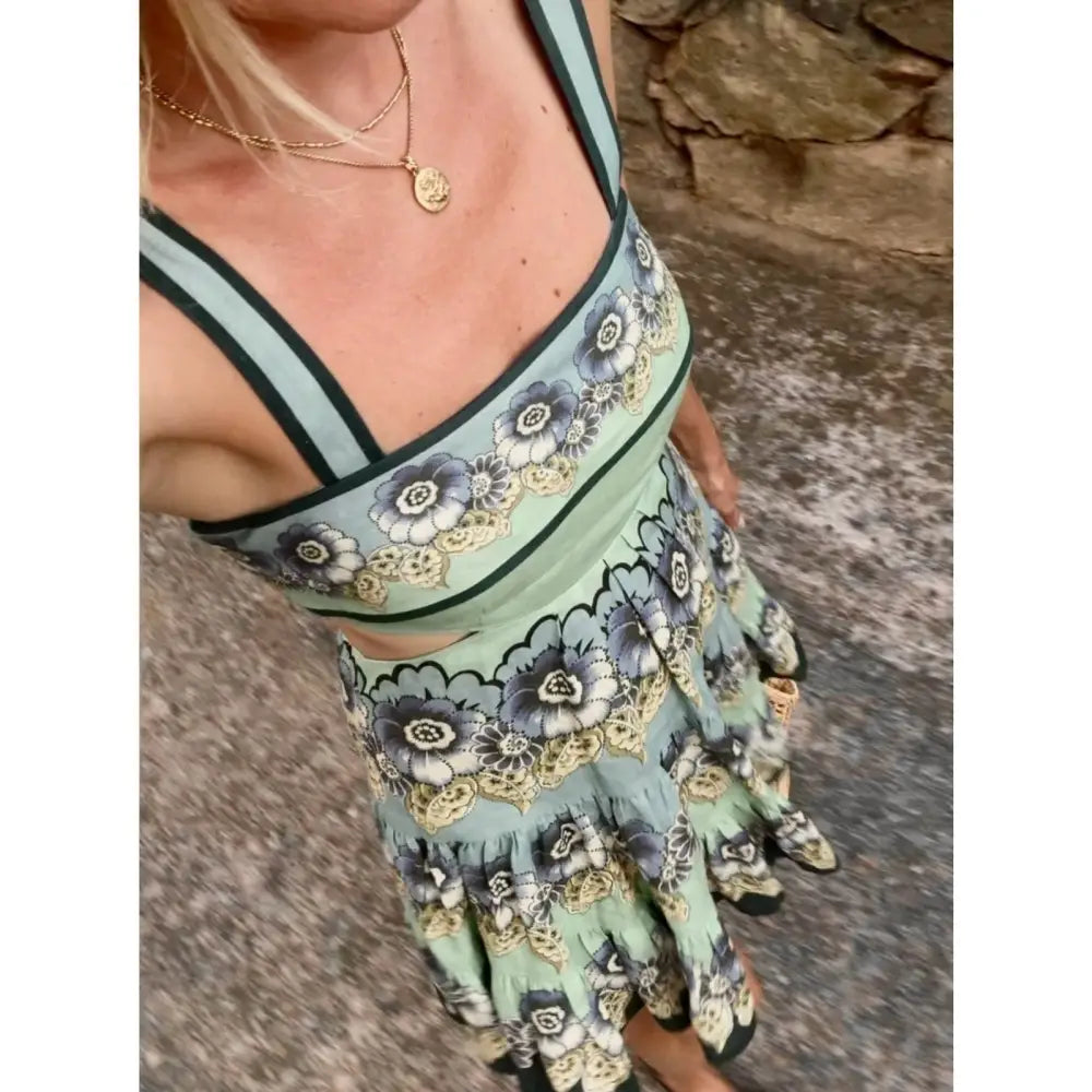 Alemais Madalena Cut Out Mini Dress in Blue