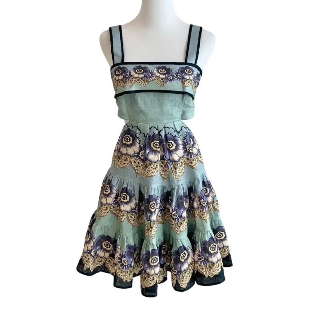 Alemais Madalena Cut Out Mini Dress in Blue