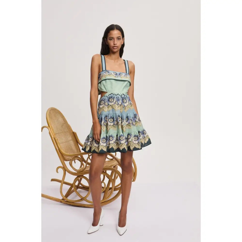 Alemais Madalena Cut Out Mini Dress in Blue