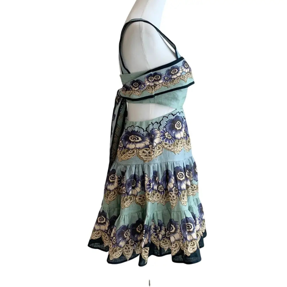 Alemais Madalena Cut Out Mini Dress in Blue