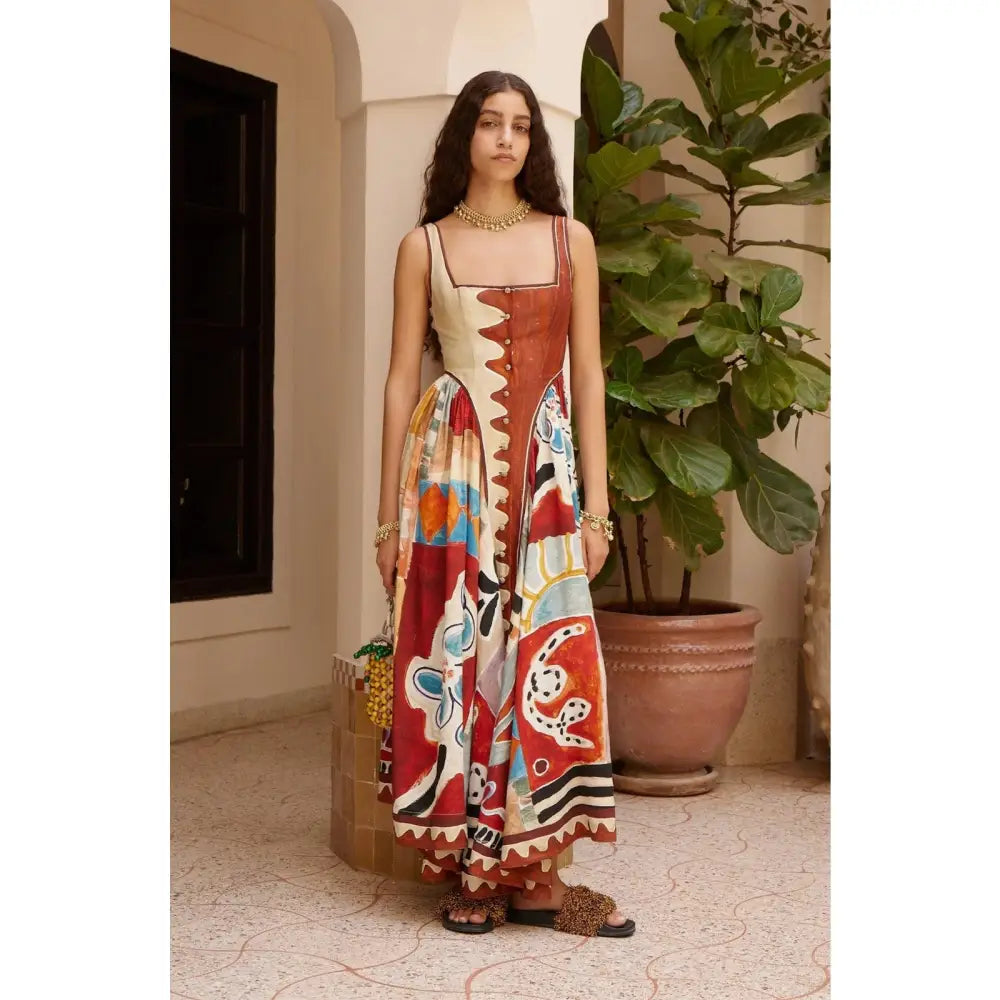 Alemais michelle square neck midi dress - Dress