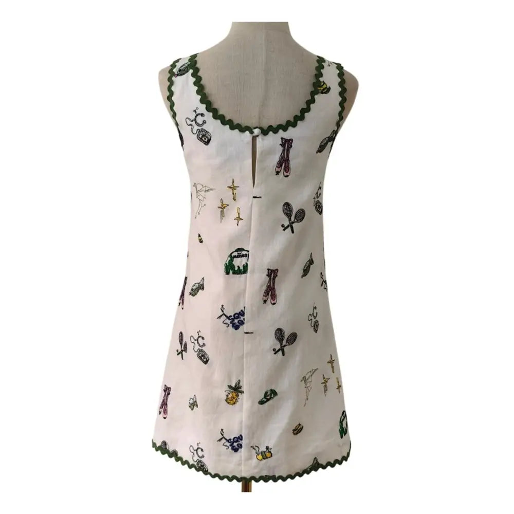 Alemais Play Linen Embroidered Sleeveless Scoop-Neck Mini Dress - Dress