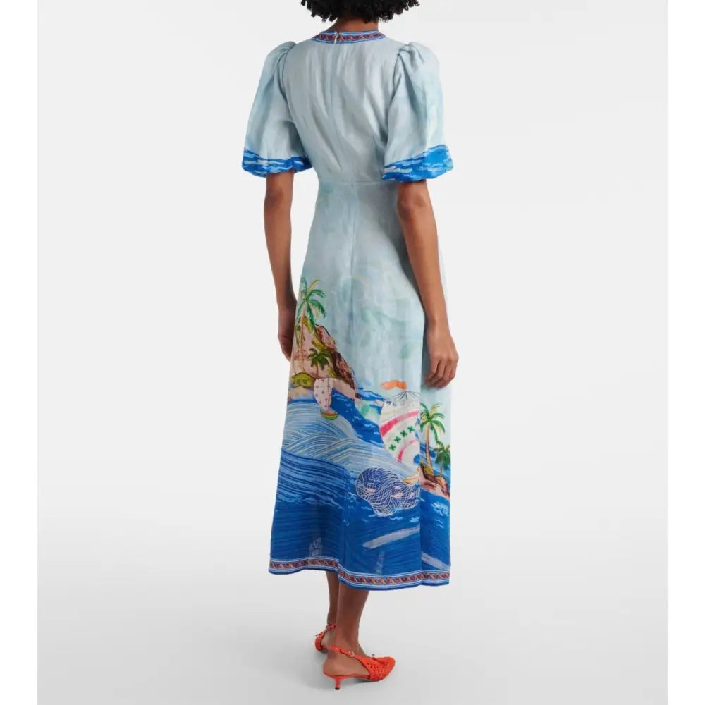 Alemais Printed linen midi dress - Dress