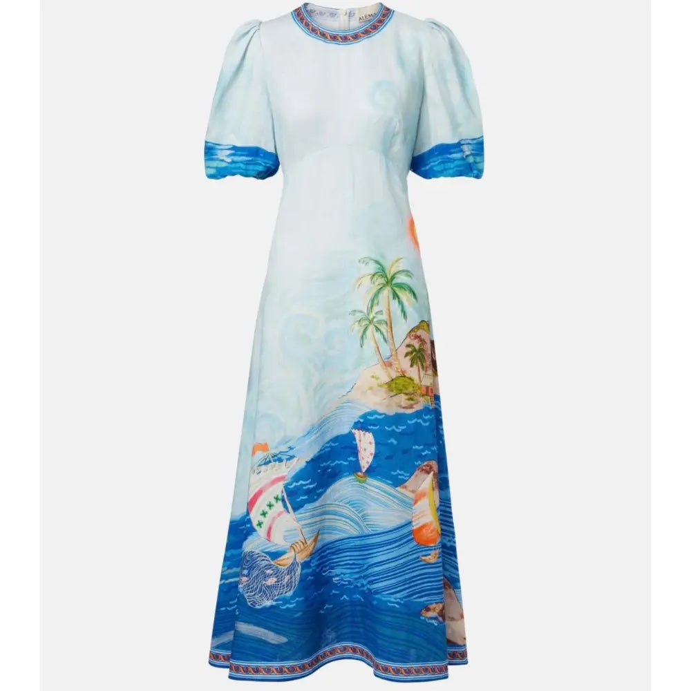Alemais Printed linen midi dress - Dress