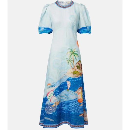 Alemais Printed linen midi dress - Dress