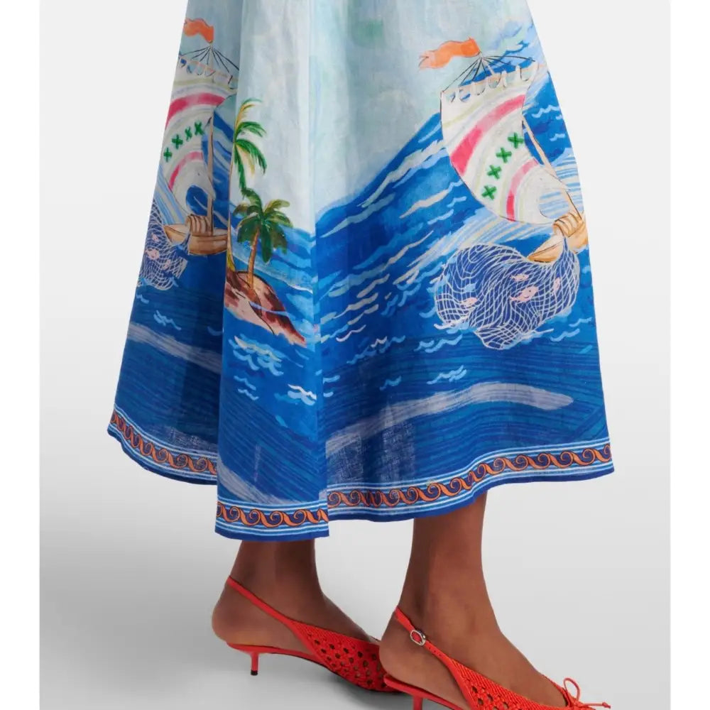 Alemais Printed linen midi dress - Dress