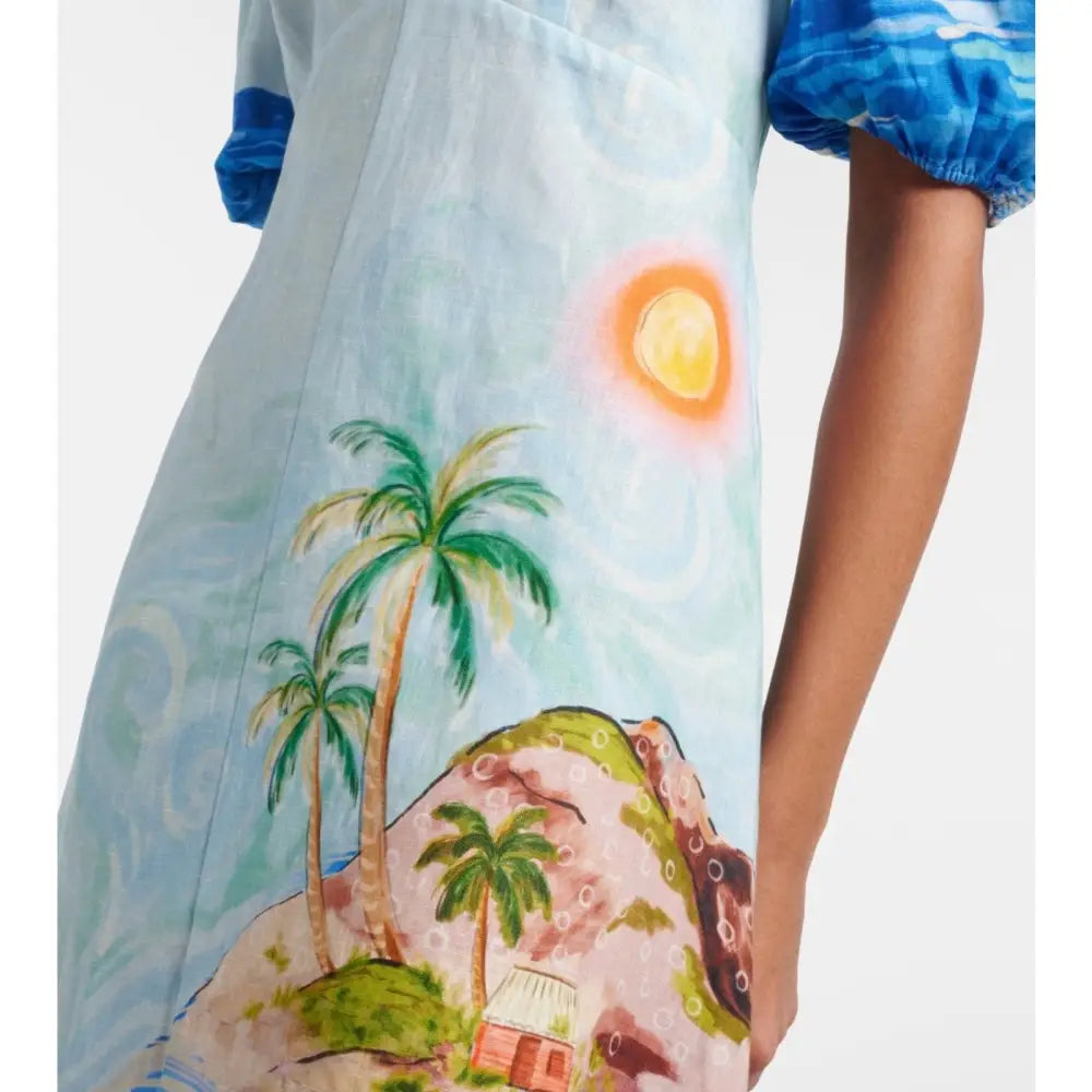 Alemais Printed linen midi dress - Dress