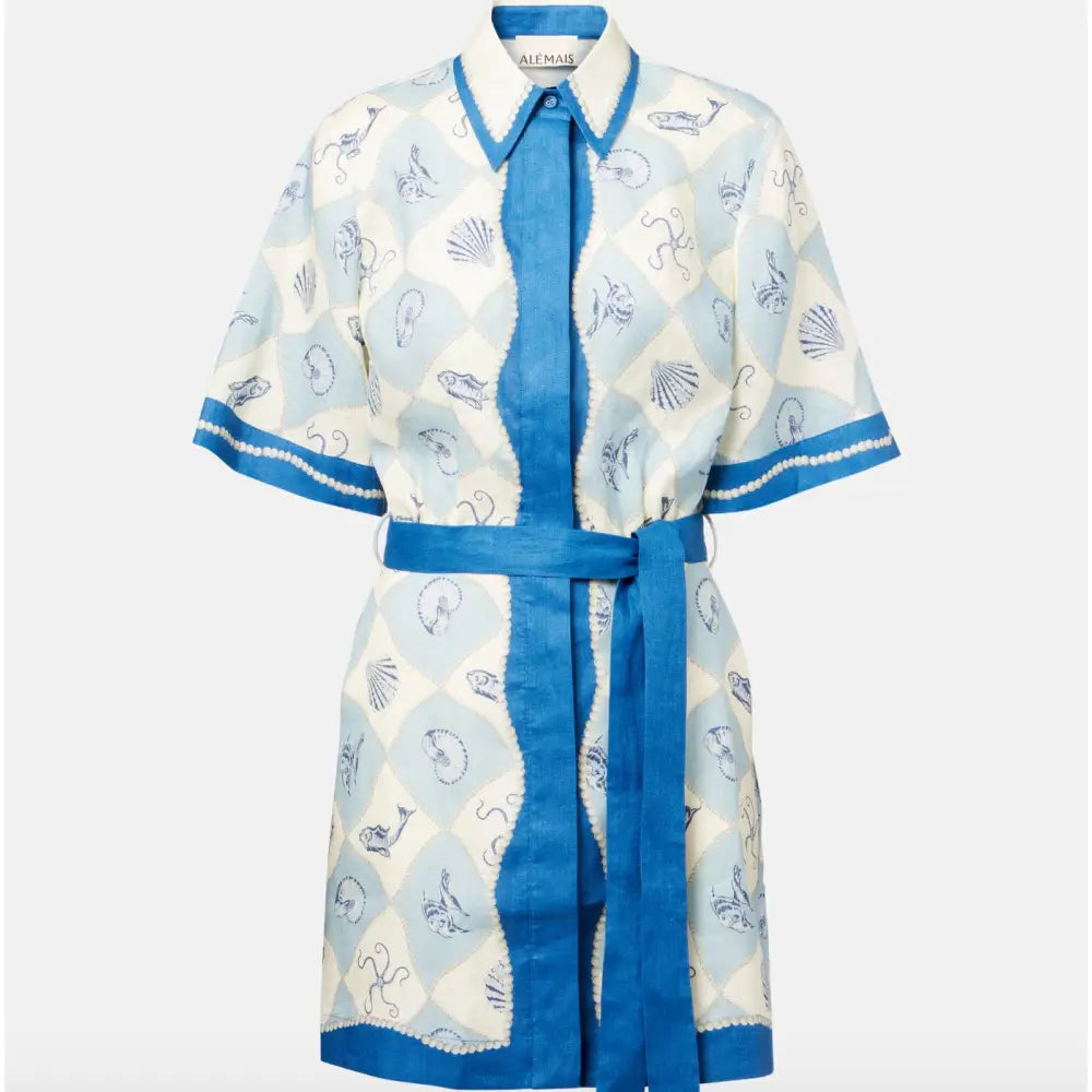 Alemais Printed Linen Shirtdress