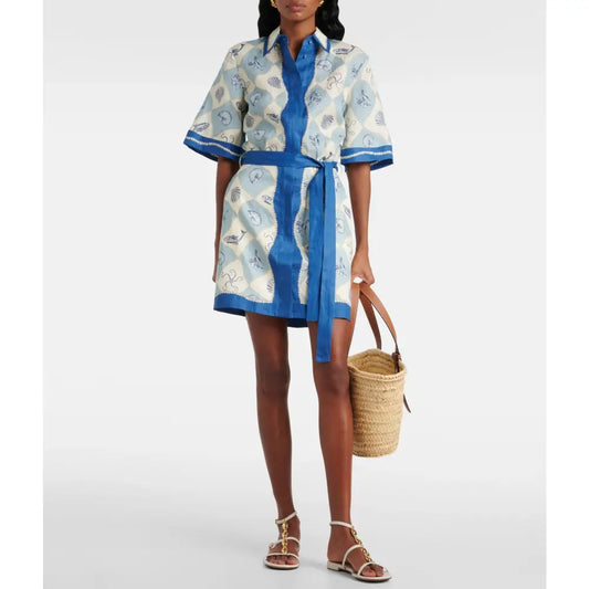 Alemais Printed Linen Shirtdress