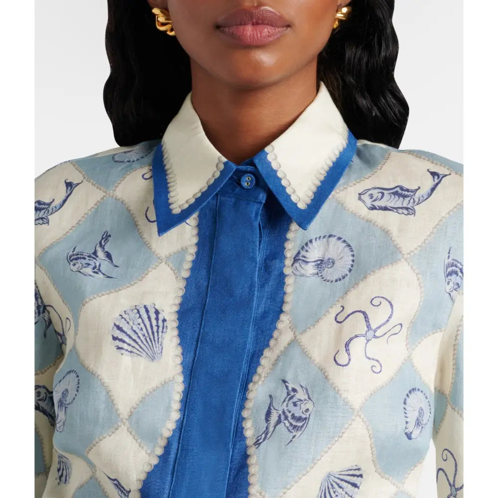 Alemais Printed Linen Shirtdress