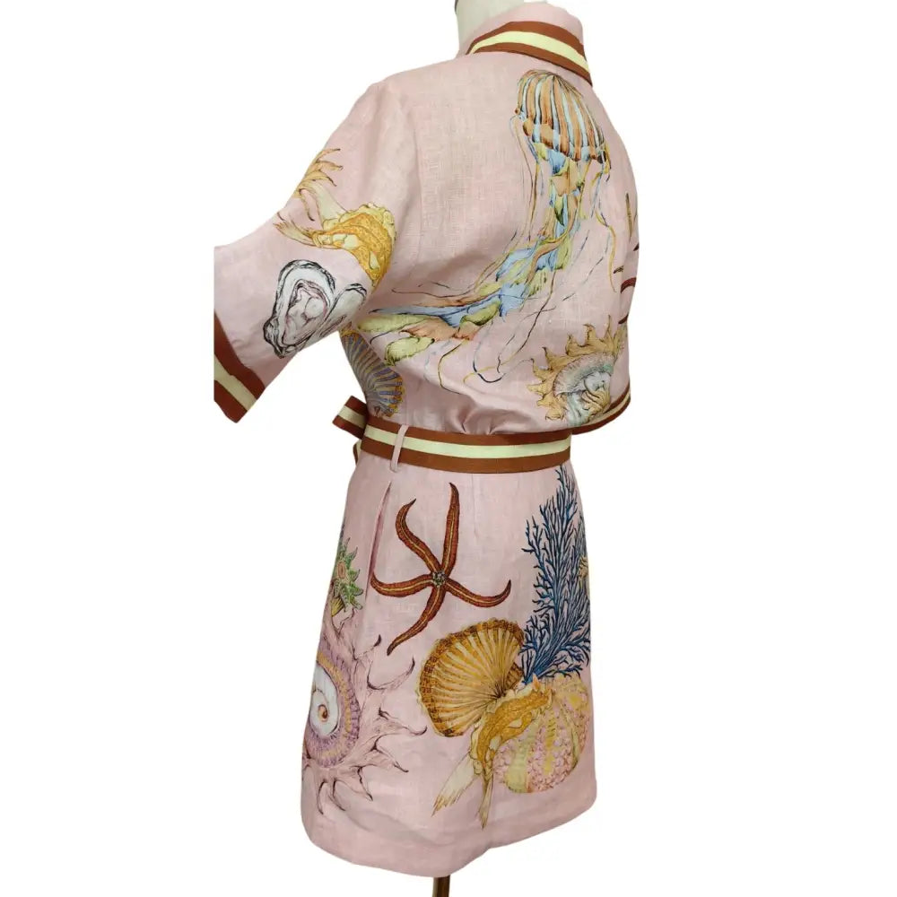 Alemais + Sam Pauletto Nereids belted printed linen gauze mini shirt dress Dress
