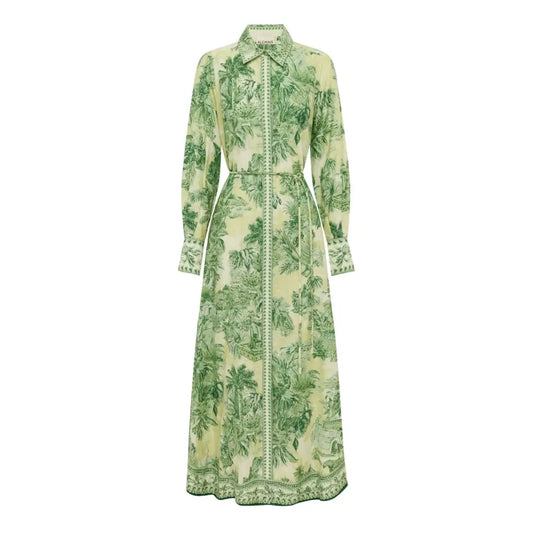 Alemais Sara belted printed cotton and silk-blend maxi dress - Dress