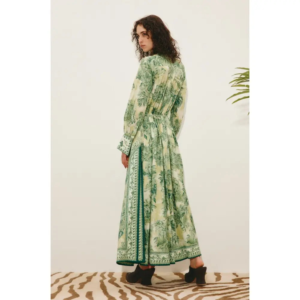 Alemais Sara belted printed cotton and silk-blend maxi dress - Dress