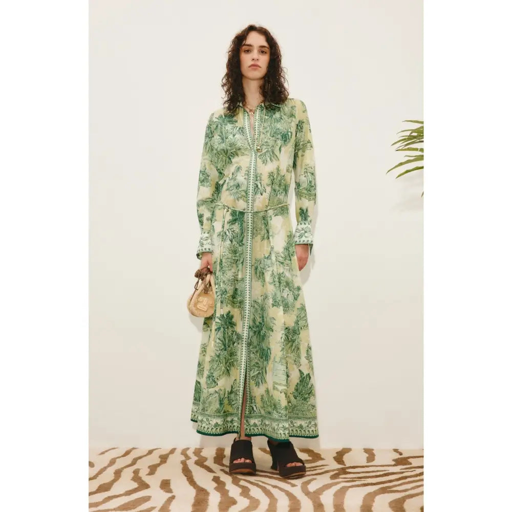 Alemais Sara belted printed cotton and silk-blend maxi dress - Dress