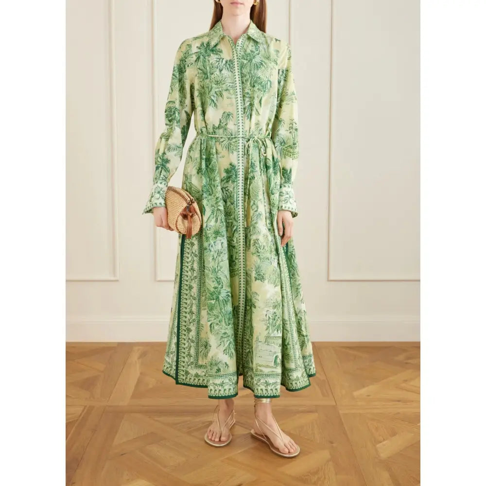 Alemais Sara belted printed cotton and silk-blend maxi dress - Dress