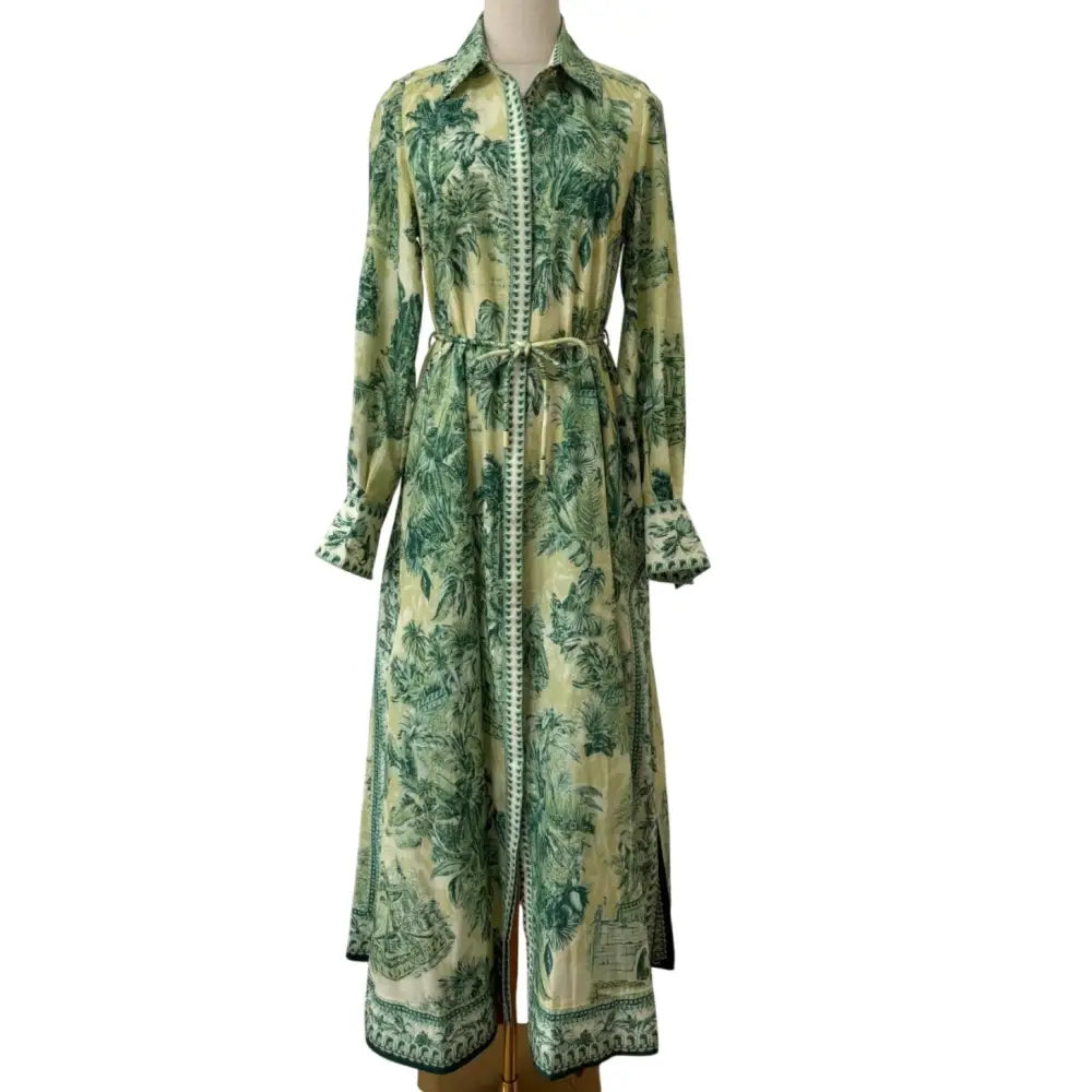 Alemais Sara belted printed cotton and silk-blend maxi dress - Dress