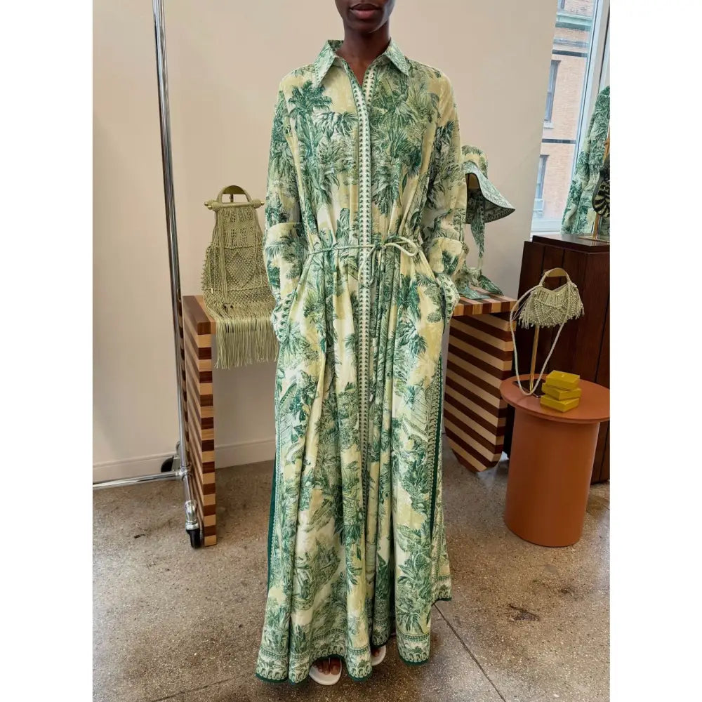 Alemais Sara belted printed cotton and silk-blend maxi dress - Dress