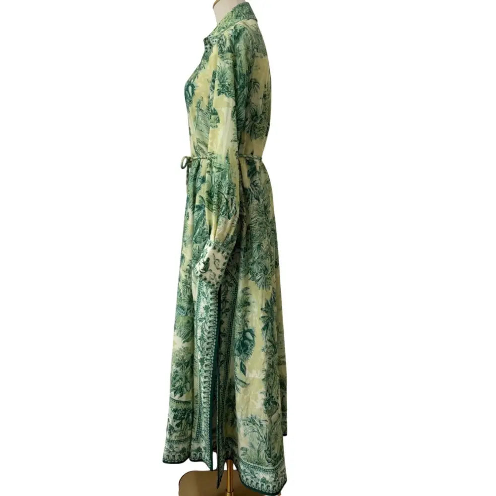 Alemais Sara belted printed cotton and silk-blend maxi dress - Dress