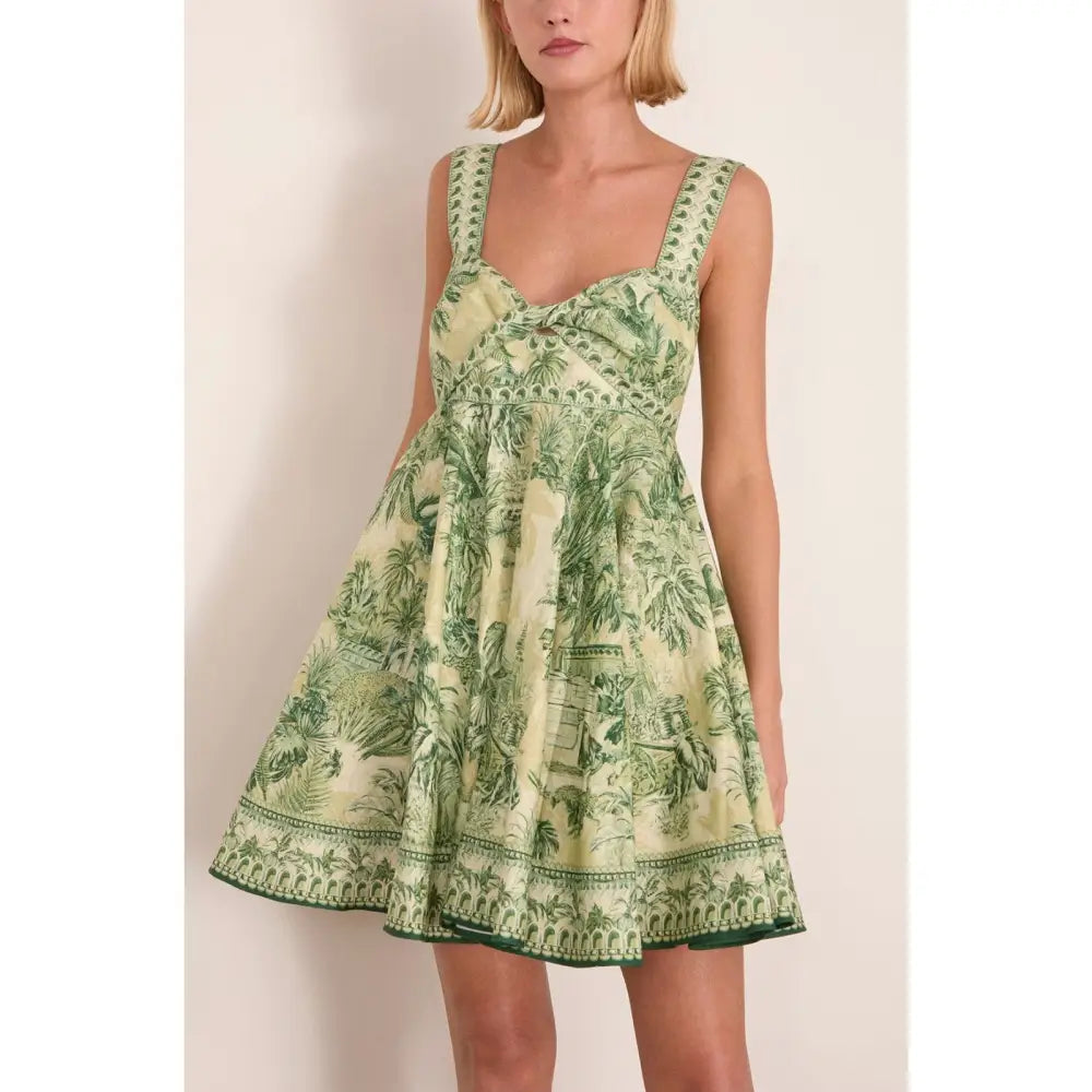 Alemais Sara Mini Twist Sundress in Green - Dress