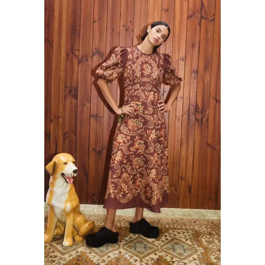 Alemais Seraphina printed linen midi dress