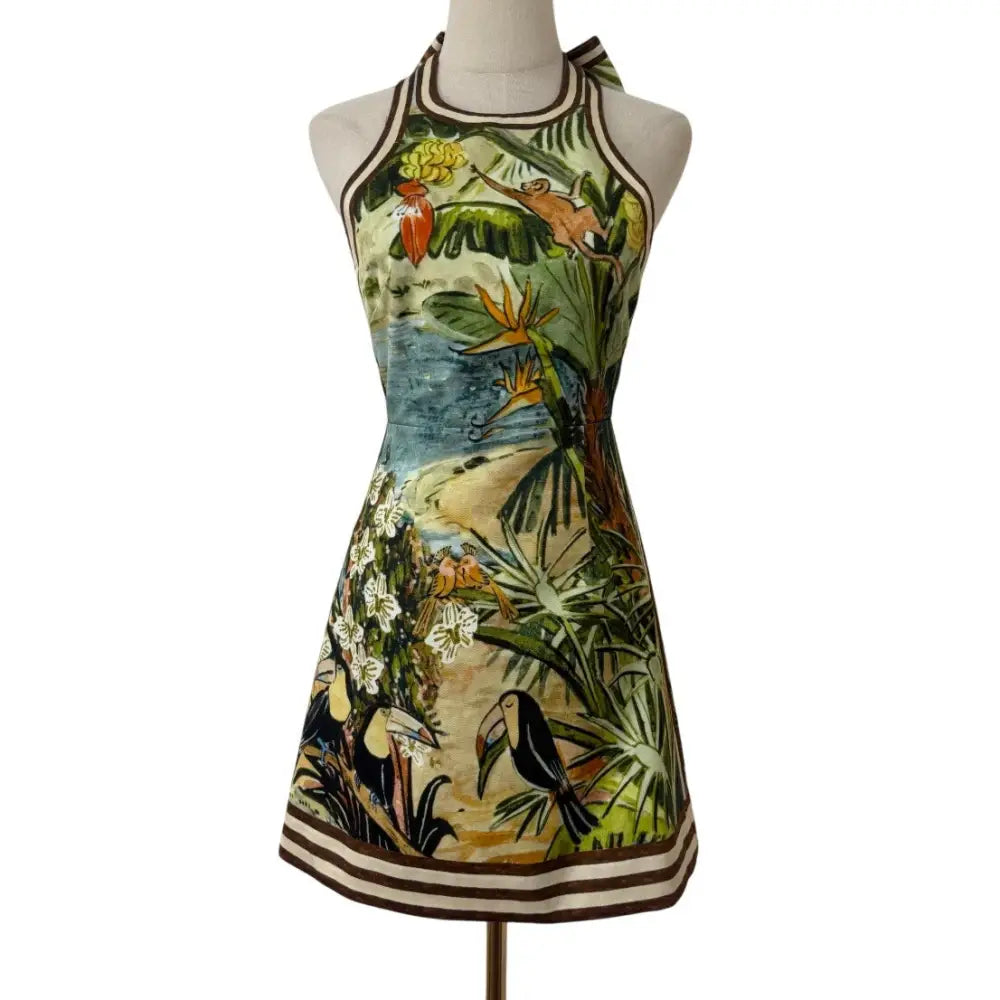 Alemais Toucan Tango Halter Mini Dress in Multi - Dress