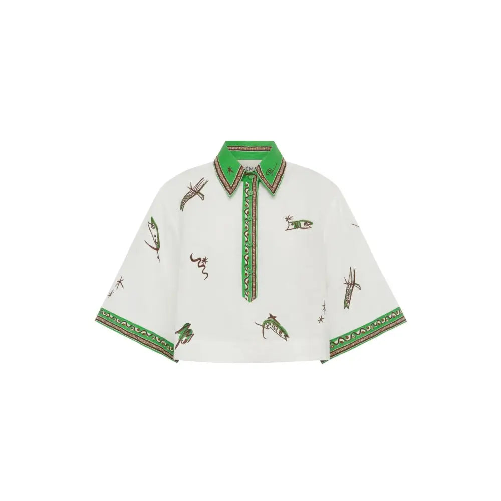 Alemais Wanda Linen Cropped Shirt - Tops