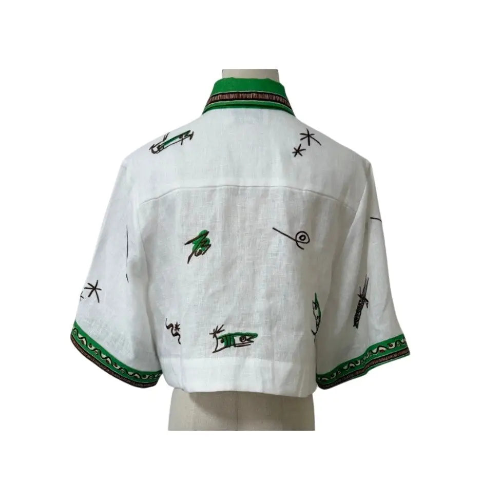 Alemais Wanda Linen Cropped Shirt - Tops
